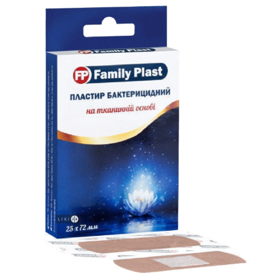 Пластир медичний Family Plast бактерицидний на тканинній основі 25 мм х 72 мм 8 шт: ціни та характеристики