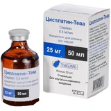 Цисплатин-Тева 0,5 мг/мл концентрат для раствора для инфузий флакон, 50 мл