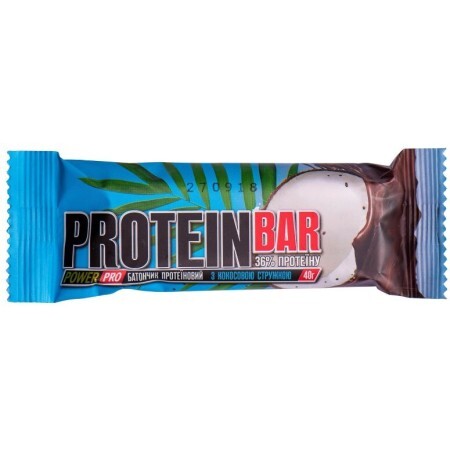 Батончик протеїновий Power Pro Protein Bar 36% протеїну з кокосовою стружкою, 40 г
