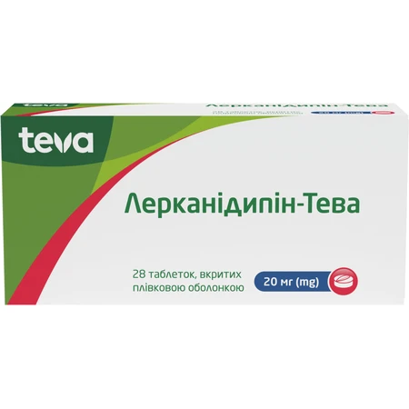 Лерканидипин-Тева табл. п/плен. оболочкой 20 мг блистер, №28: цены и характеристики