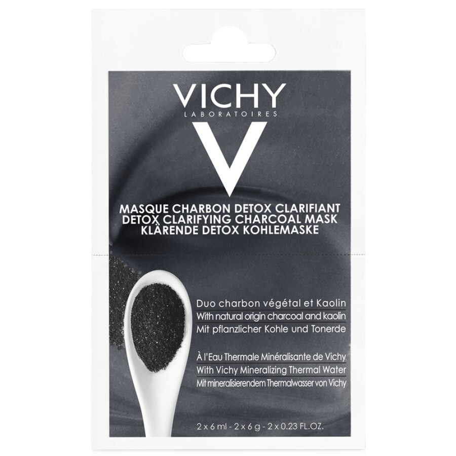 Маска-детокс Vichy з вугіллям і каоліном для глибокого очищення шкіри обличчя 2х6 мл: ціни та характеристики