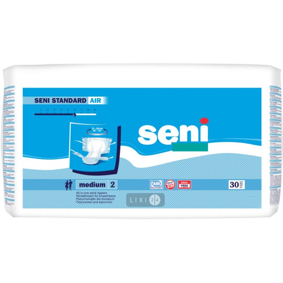 Подгузники для взрослых Seni Standard Air Medium 30 шт: цены и характеристики