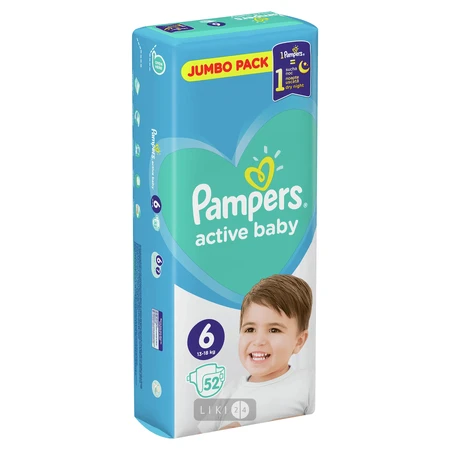 Подгузники Pampers Active Baby 6 Extra Large 13-18 кг 52 шт: цены и характеристики