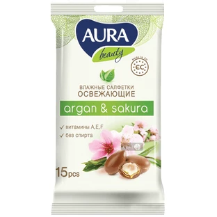 Влажные салфетки Aura Tropic cocktail 15 шт