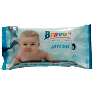 Серветки вологі дитячі браво+ ароматиз., алое вера, з клапаном №72