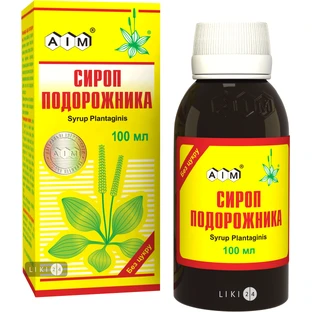 Сироп подорожника без цукру, 100 мл