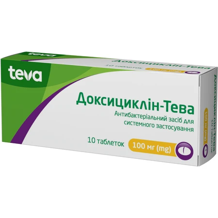 Доксициклін-Тева табл. 100 мг №10: ціни та характеристики