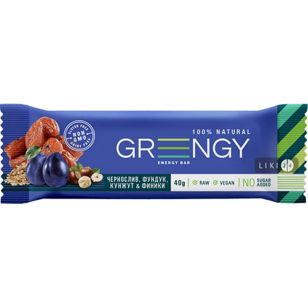 Батончик Greengy Финики, Чернослив, Фундук и Кунжут 40 г: цены и характеристики