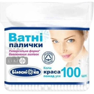 Ватні палички Білосніжка в поліетиленовій упаковці 100 шт