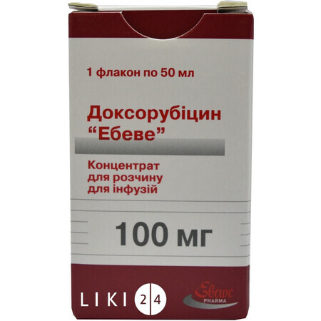 Доксорубіцин "ебеве" конц. д/р-ну д/інф. 100 мг фл. 50 мл