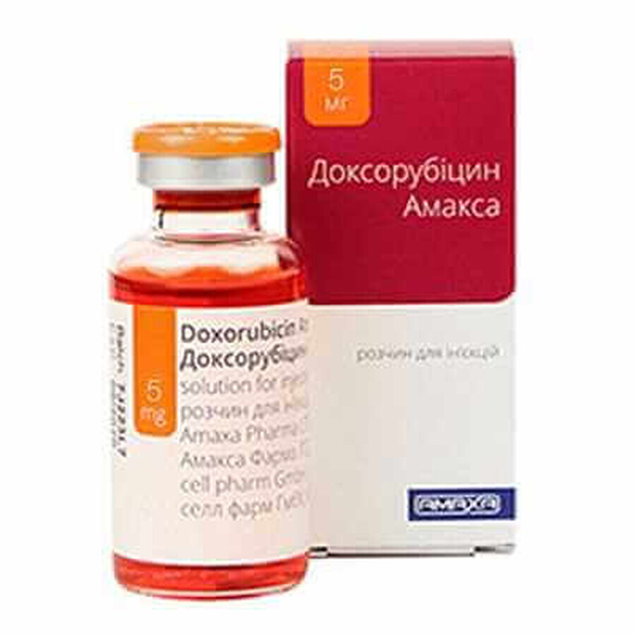 Доксорубицин амакса раствор д/ин. 2 мг/мл фл. 5 мл, в карт. коробке