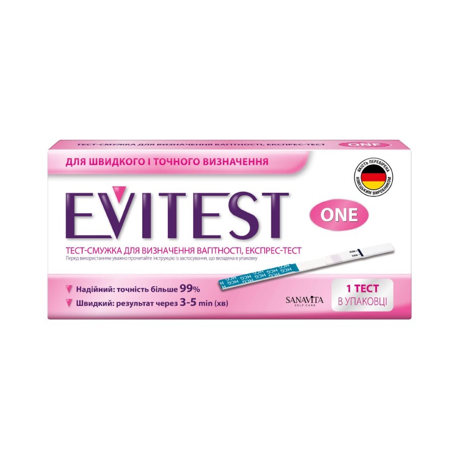 Тест-смужка Evitest для визначення вагітності 1 шт: ціни та характеристики