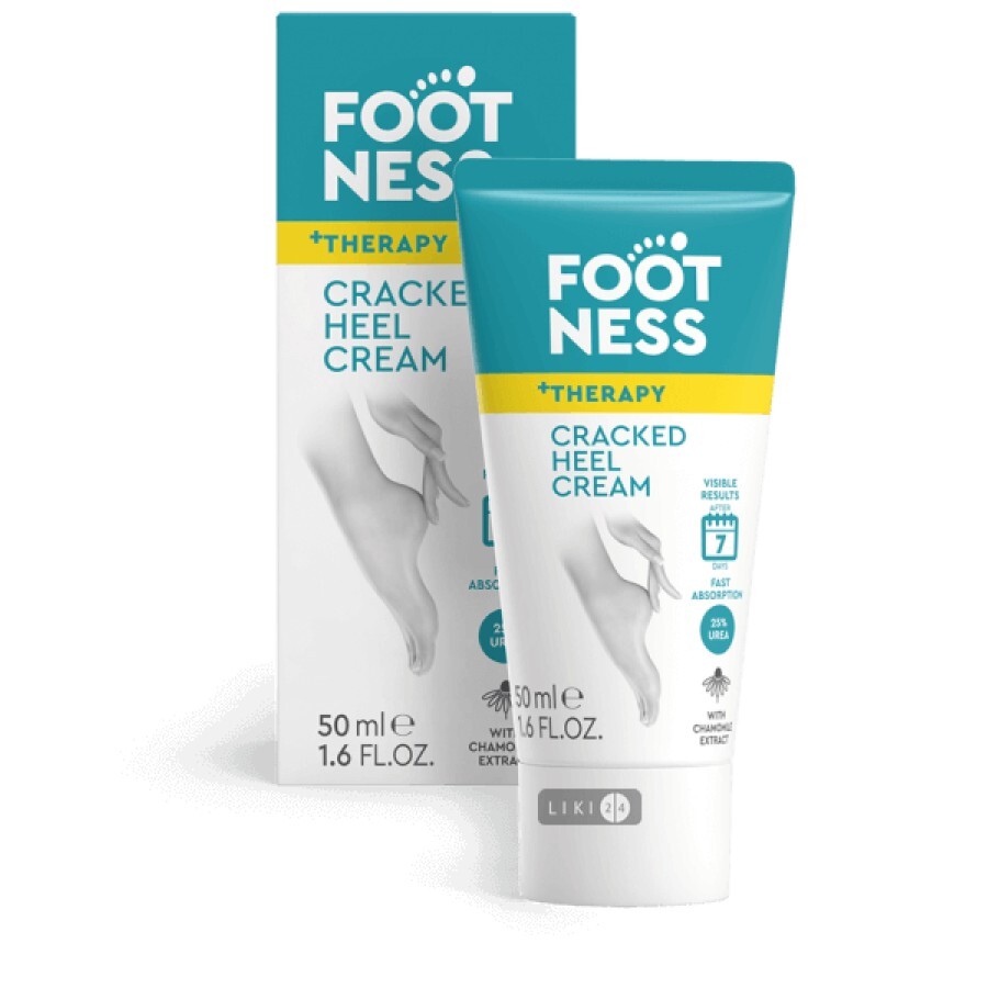 Крем для потрісканої шкіри п'ят Footness (Футнес) Відновлюючий з 25% сечовини 50 мл: ціни та характеристики