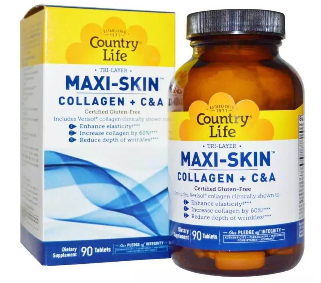

Колаген Country Life Maxi Skin Collagen Plus C&A таблетки, №90, табл.