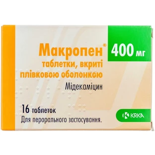 Макропен табл. в/плівк. обол. 400 мг №16