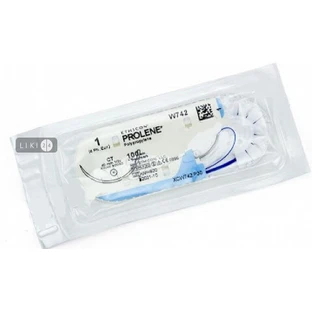 Prolene 1, син. 100 см, игла 40 мм колющая 1/2