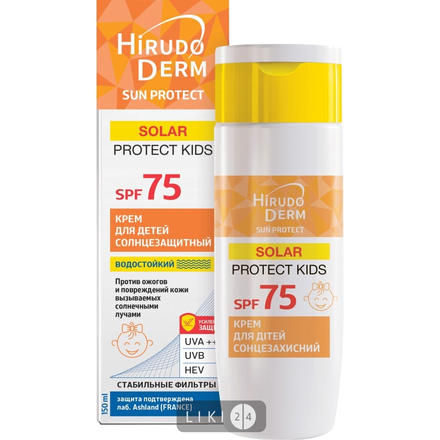 Солнцезащитный крем для детей Биокон Hirudo Derm Sun Protect Solar Protect Kids SPF 75 150 мл: цены и характеристики