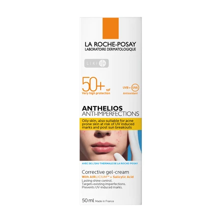 Солнцезащитный крем-гель корректирующий La Roche-Posay Anthelios Anti-Imperfections SPF 50+ для жирной, проблемной кожи, и склонной к акне 50 мл: цены и характеристики
