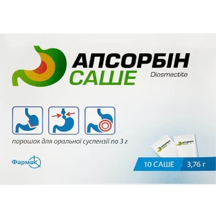 Апсорбін порошок для оральної суспензії 3 г в саше 3,76 г 10 шт