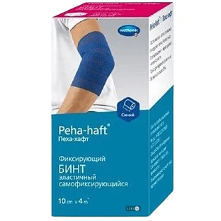 Бинт когезивний фіксуючий Peha-haft® Color blue синій, 10 см x 4 м
