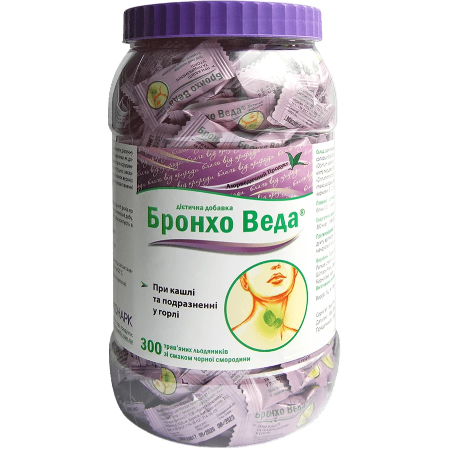 Бронхо Веда со вкусом черной смородины леденцы банка, №300: цены и характеристики