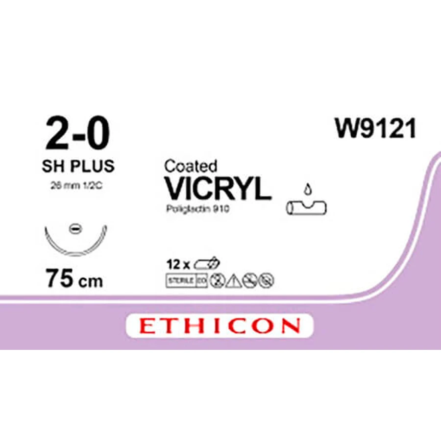 Vicryl W9121 фиолетовый 75 см M3 USP2/0 одна игла SH PLUS, тип колющая Taper Point, 26 мм, 1/2 круга: цены и характеристики