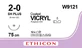 Vicryl W9121 фиолетовый 75 см M3 USP2/0 одна игла SH PLUS, тип колющая Taper Point, 26 мм, 1/2 круга