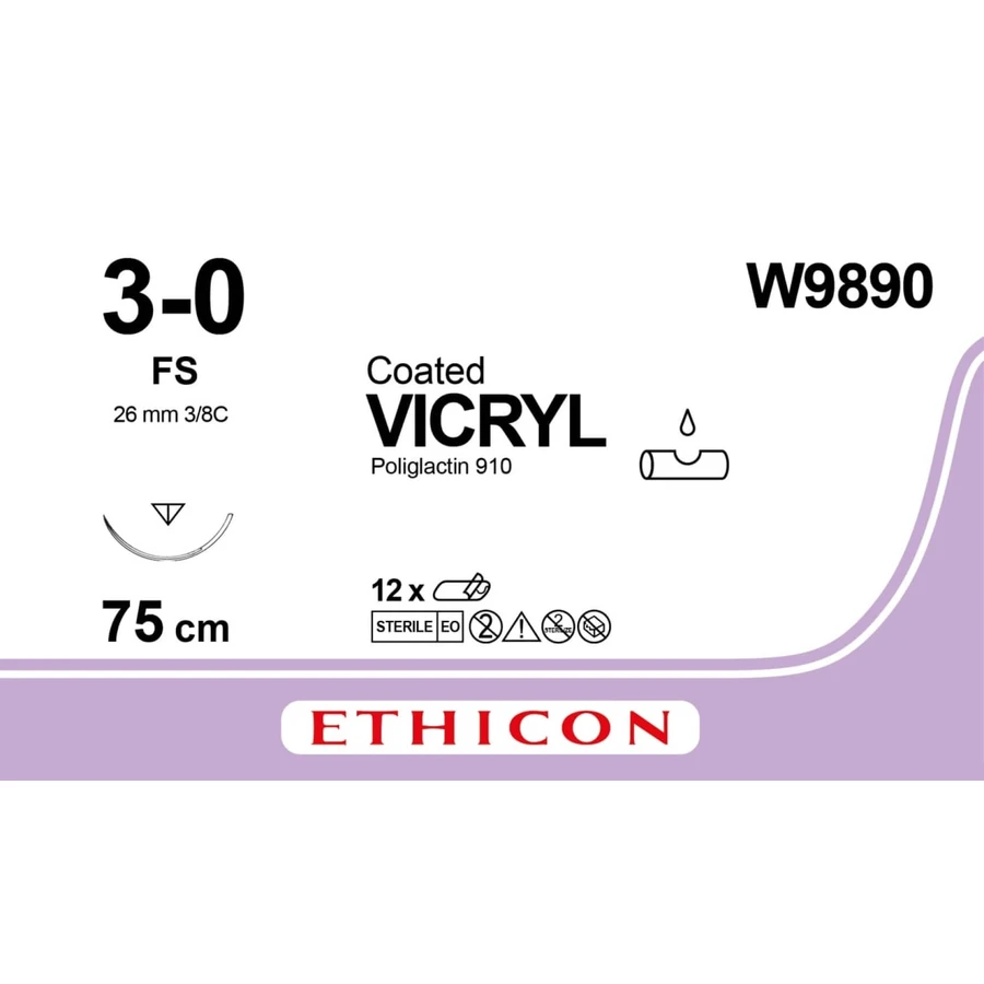 Vicryl W9890 неокрашенный 75 см M2 USP3/0 одна игла FS, тип возвратно-режущая Reverse Cutting, 26 мм, 3/8 круга: цены и характеристики