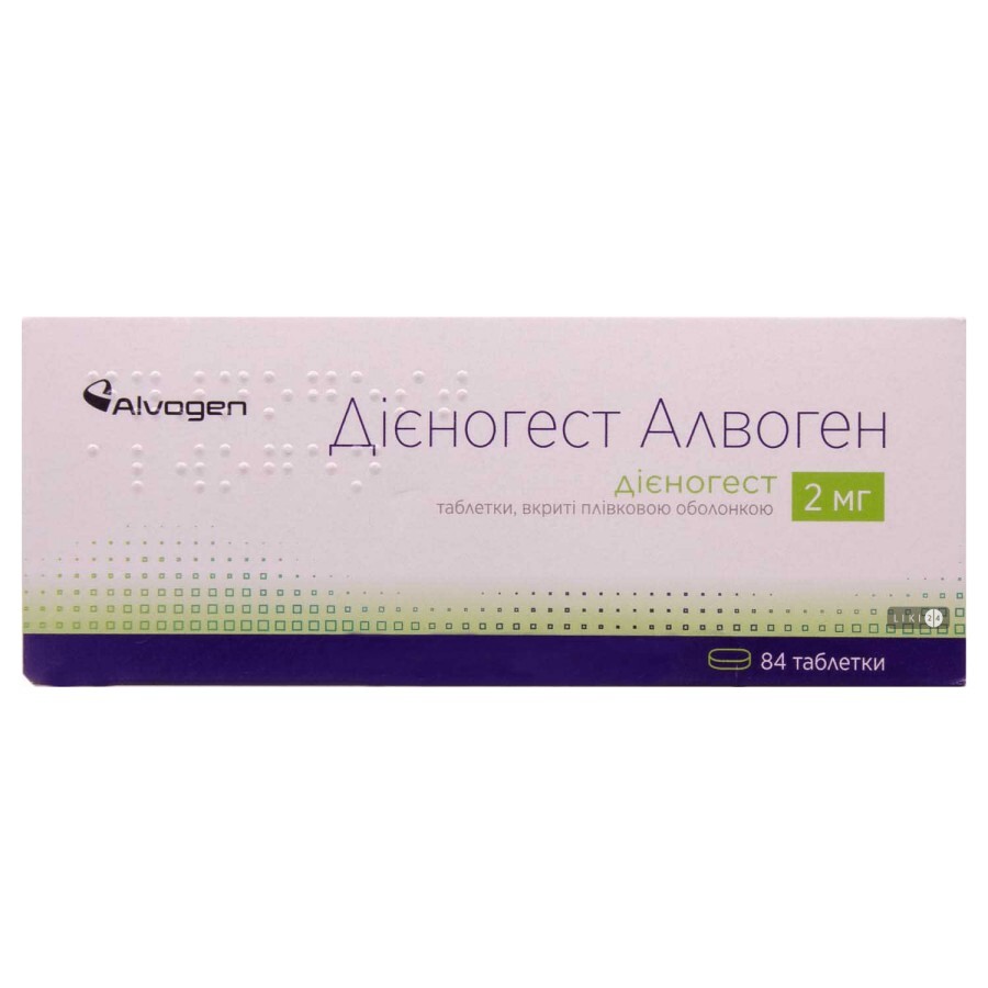 Дієногест Алвоген таблетки 2 мг, №84: ціни та характеристики