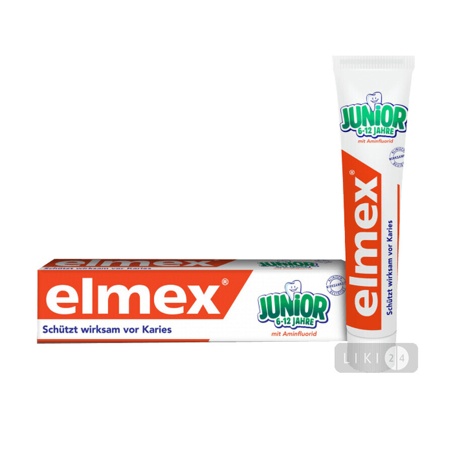 Зубная паста Colgate Elmex Junior для детей 6-12 лет, 75 мл: цены и характеристики