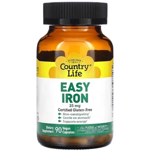 Легкое железо Country Life Easy Iron 25 мг, 90 капсул
