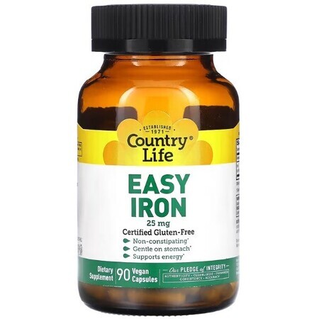 Легке залізо Country Life Easy Iron 25 мг, 90 капсул