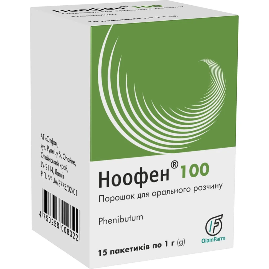Ноофен 100 пор. д/оральн. р-ра 100 мг/1 доза пакетик 1 г №15: цены и характеристики