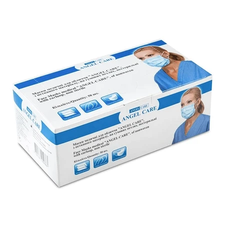 Маска защитная для лица Angel Care из нетканого материала на резиновых петлях: цены и характеристики