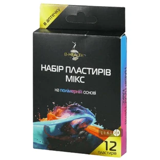 Набір пластирів B-health Мікс на полімерній основі 12 шт