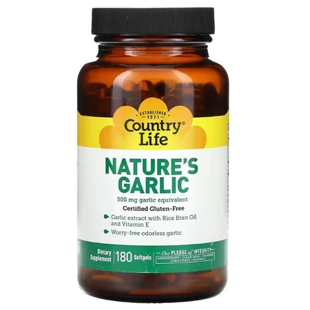 Натуральна добавка Country Life Natures Garlic (Натуральний часник) 180 капсул: ціни та характеристики