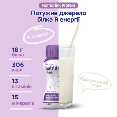 Энтеральное питание Нутридринк Протеин с нейтральным вкусом 4х125 мл. Пищевой продукт для специальных медицинских целей для детей от 6 лет и взрослых.: цены и характеристики