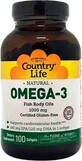 Омега-3 Country Life 1000 мг риб&#39;ячий жир капсули м&#39;які,  №100