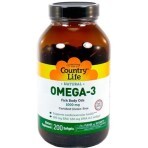 Жирные кислоты Country Life Omega-3 1000 мг, 200 мягких капсул: цены и характеристики