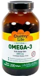 Жирные кислоты Country Life Omega-3 1000 мг, 200 мягких капсул