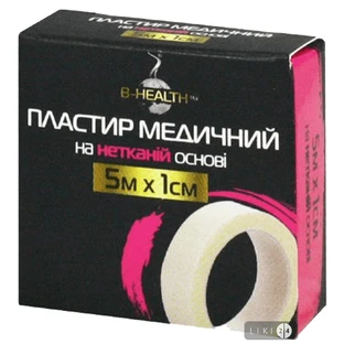 Пластир медичний B-Heаlth на нетканій основі, котушка 5 м х 1 см 1 шт