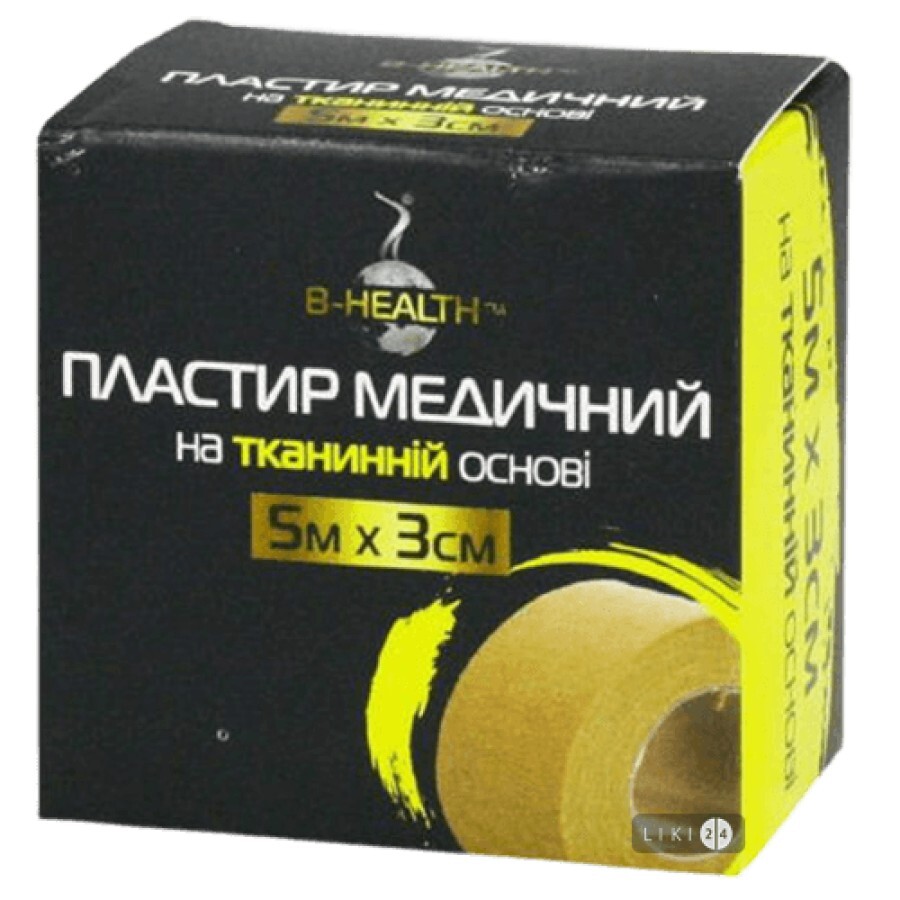 Пластырь медицинский B-Heаlth на тканевой основе, катушка 5 м х 3 см 1 шт: цены и характеристики