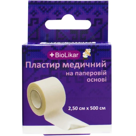 Пластырь медицинский тм "biolikar" на бумажной основе 2,5 см х 500 см: цены и характеристики