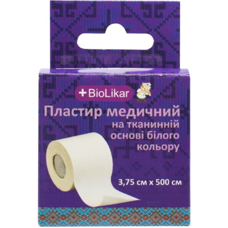 Пластир BioLikar на тканинній основі 3,75 см х 500 см, білий: ціни та характеристики
