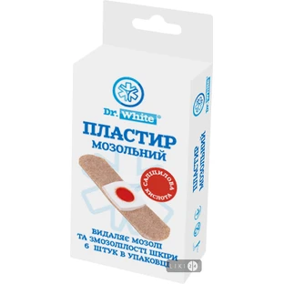 Пластырь мозольный Dr.White 6 х 2 см, 6 шт