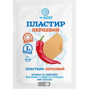 Пластырь перцовый Dr.White перфорированный 12 см x 18 см, 1 шт