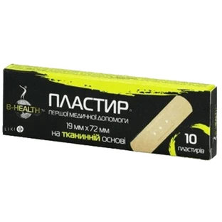 Пластырь первой медицинский помощи B-Heаlth на тканевой основе 19 мм х 72 мм 10 шт