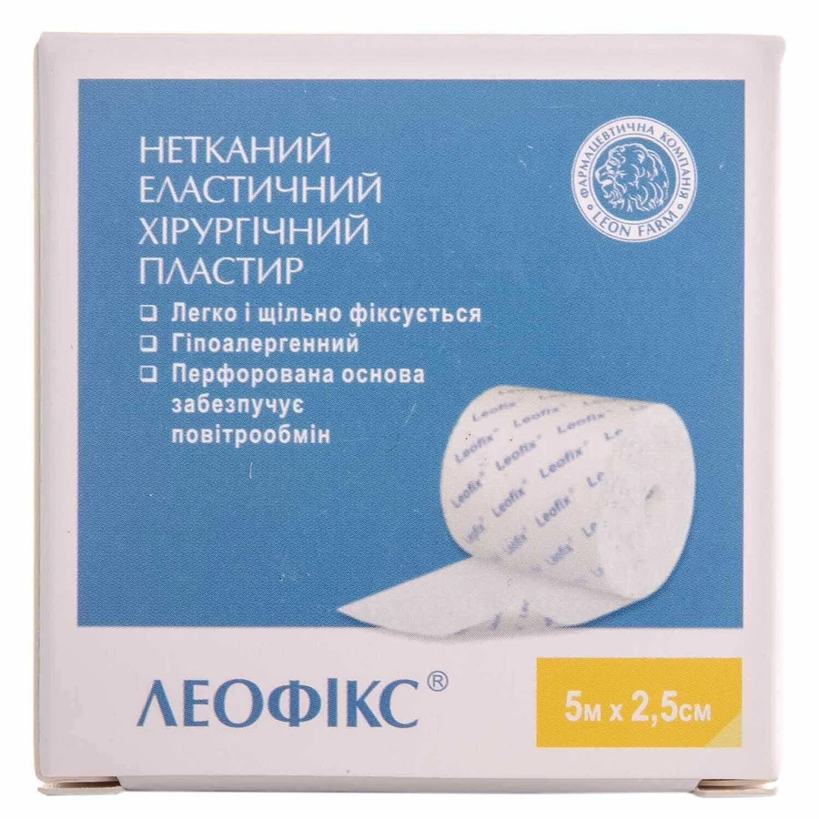 Пластырь медицинский Леофикс хирургический, эластичный на нетканной основе 5 м х 5 см 1 шт: цены и характеристики