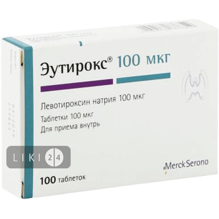 Еутирокс таблетки 100 мкг блістер №100