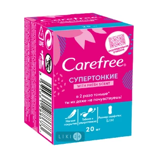 Прокладки ежедневные Carefree Экстракт алоэ супертонкие уп.инд. №20